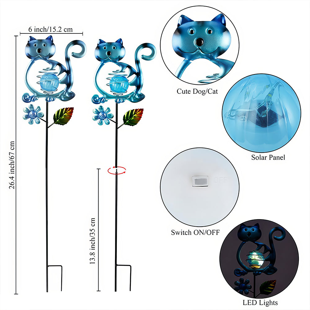Solar Powered Outdoor Dog Garden Light with LED Stake 27 Inch