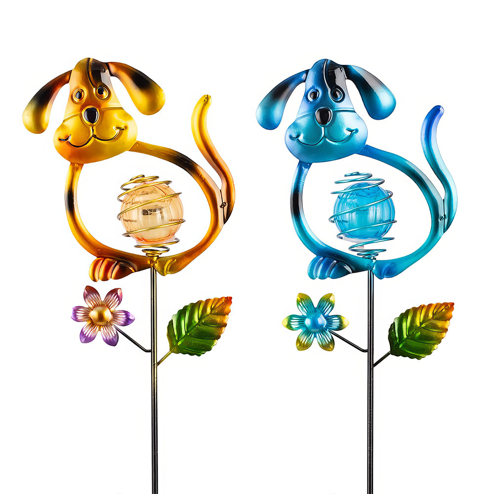 Solar Powered Outdoor Dog Garden Light with LED Stake 27 Inch