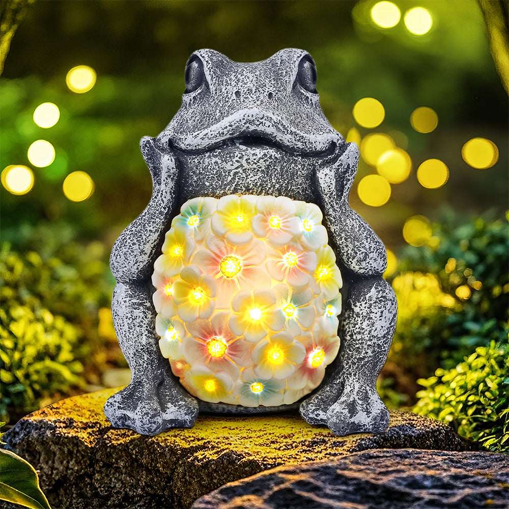 Solar Frog Garden Light Outdoor Resin Figurine for Yard Decor