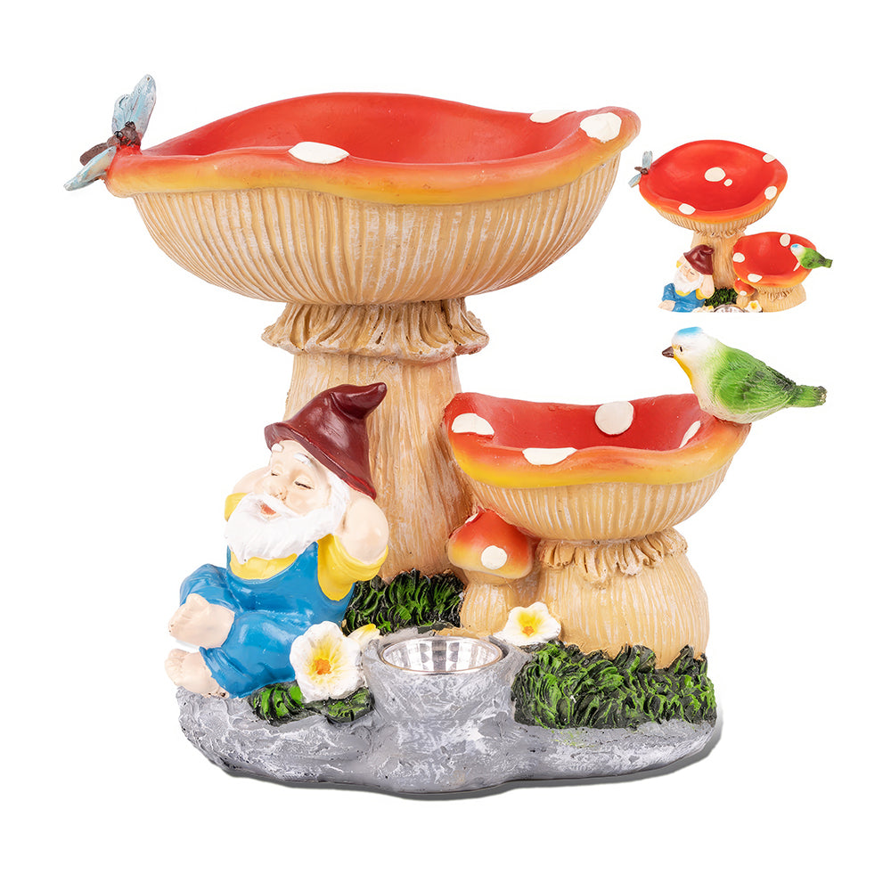 Solar Garden Gnome Statue with Lantern Outdoor Yard Decoration