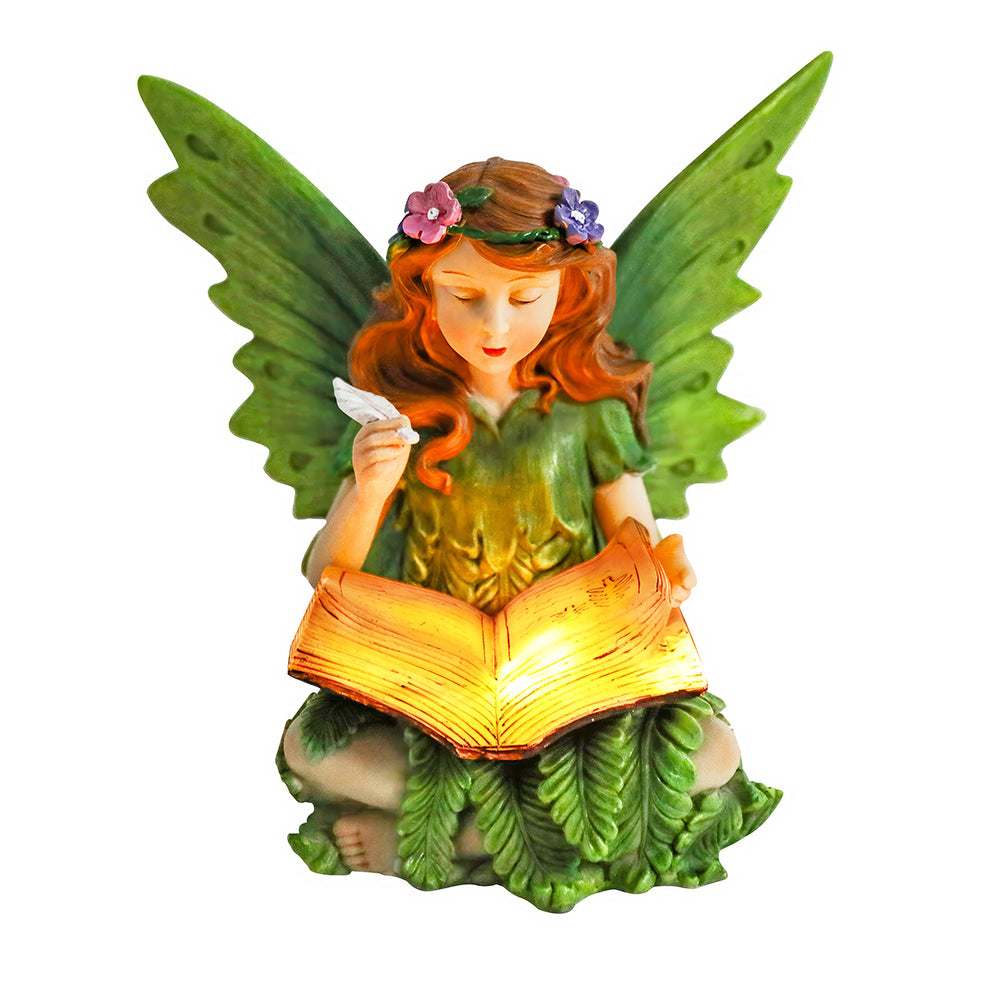 Solar Garden Fairy Statue with LED Light Resin Outdoor Decor