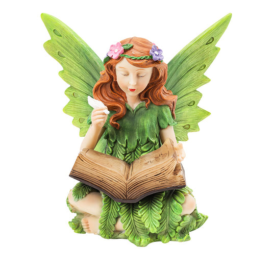 Solar Garden Fairy Statue with LED Light Resin Outdoor Decor
