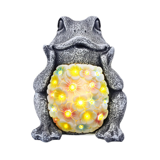 Solar Frog Garden Light Outdoor Resin Figurine for Yard Decor